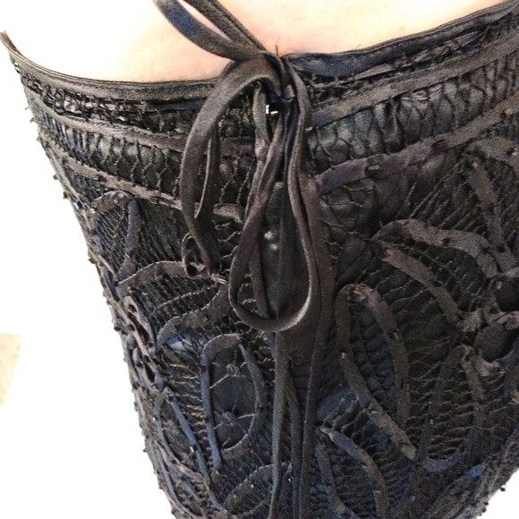 Vintage Black Crochet Silk Beaded Lace Skirt - Picture 8 of 8